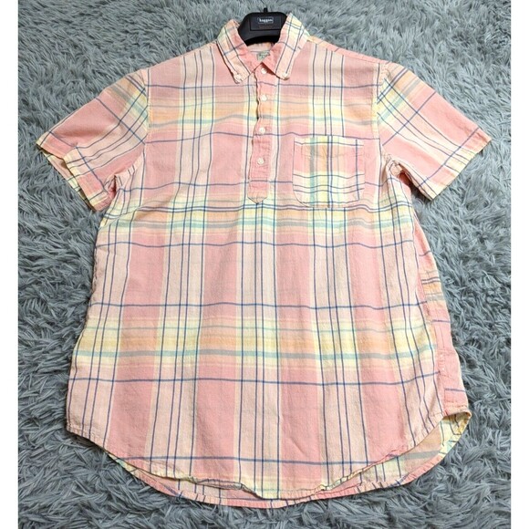 Indian Madras Woven For J‎ Crew Womens Shirt Small Pink Classic Fit Short Sleeve - Picture 1 of 11